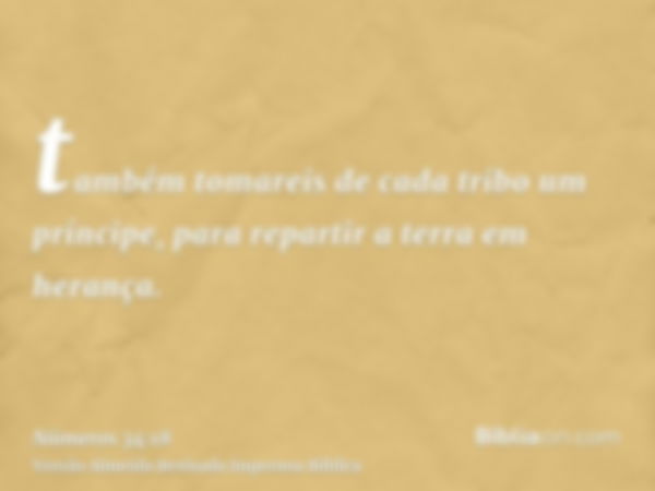 também tomareis de cada tribo um príncipe, para repartir a terra em herança.