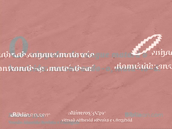 O vingador do sangue matará o homicida: encontrando-o, matá-lo-á.