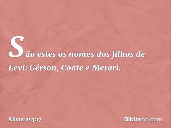 São estes os nomes
dos filhos de Levi:
Gérson, Coate e Merari. -- Números 3:17