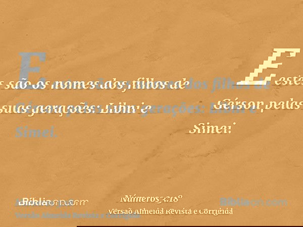 E estes são os nomes dos filhos de Gérson pelas suas gerações: Libni e Simei.