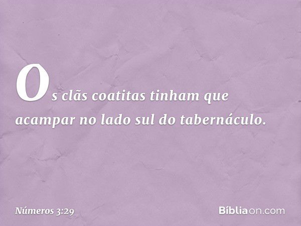 Os clãs coatitas tinham que acampar no lado sul do tabernáculo. -- Números 3:29