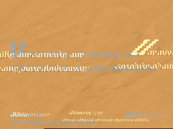 um novilho, um carneiro, um cordeiro de um ano, para holocausto;