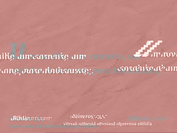 um novilho, um carneiro, um cordeiro de um ano, para holocausto; ,