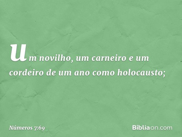 um novilho, um carneiro e um cordeiro de um ano como holocausto; -- Números 7:69