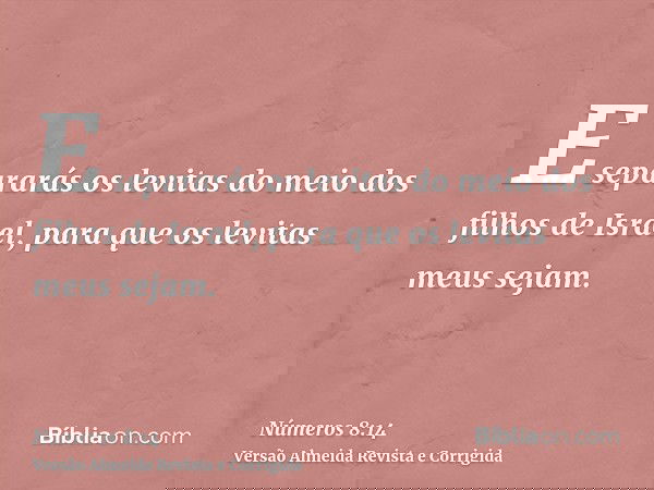 E separarás os levitas do meio dos filhos de Israel, para que os levitas meus sejam.