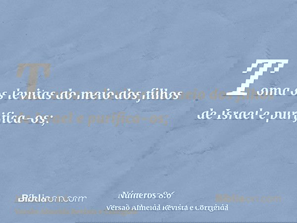 Toma os levitas do meio dos filhos de Israel e purifica-os;