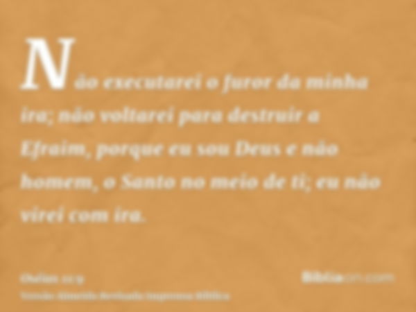 Não executarei o furor da minha ira; não voltarei para destruir a Efraim, porque eu sou Deus e não homem, o Santo no meio de ti; eu não virei com ira.