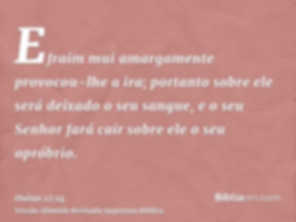 Efraim mui amargamente provocou-lhe a ira; portanto sobre ele será deixado o seu sangue, e o seu Senhor fará cair sobre ele o seu opróbrio.