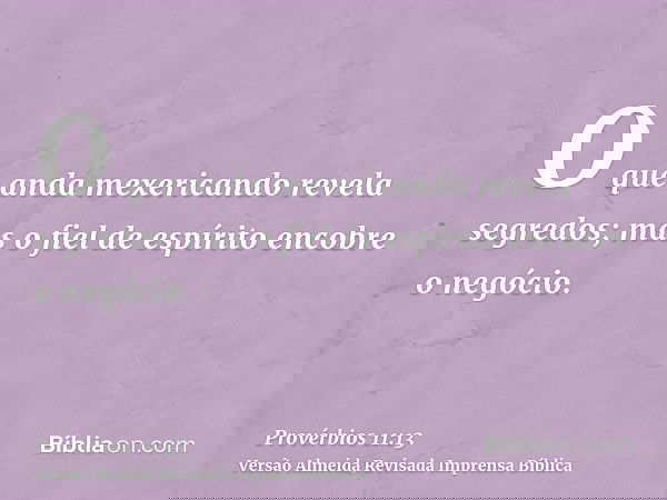 O que anda mexericando revela segredos; mas o fiel de espírito encobre o negócio.