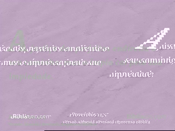 A justiça dos perfeitos endireita o seu caminho; mas o ímpio cai pela sua impiedade.