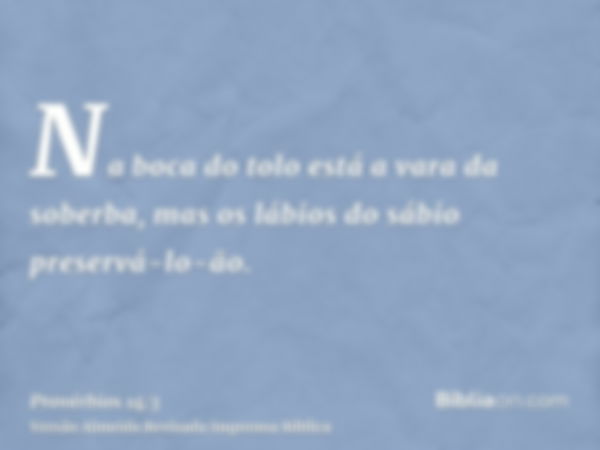 Na boca do tolo está a vara da soberba, mas os lábios do sábio preservá-lo-ão.