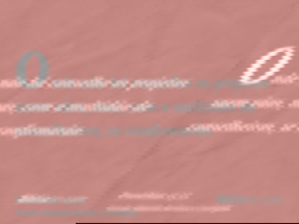 Onde não há conselho os projetos saem vãos, mas, com a multidão de conselheiros, se confirmarão.