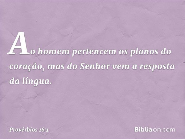 Ao homem pertencem
os planos do coração,
mas do Senhor vem a resposta da língua. -- Provérbios 16:1