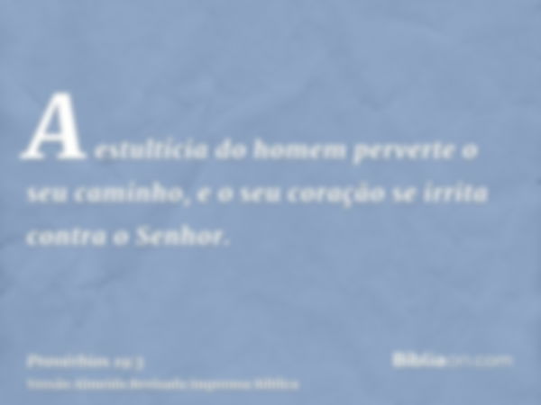 A estultícia do homem perverte o seu caminho, e o seu coração se irrita contra o Senhor.