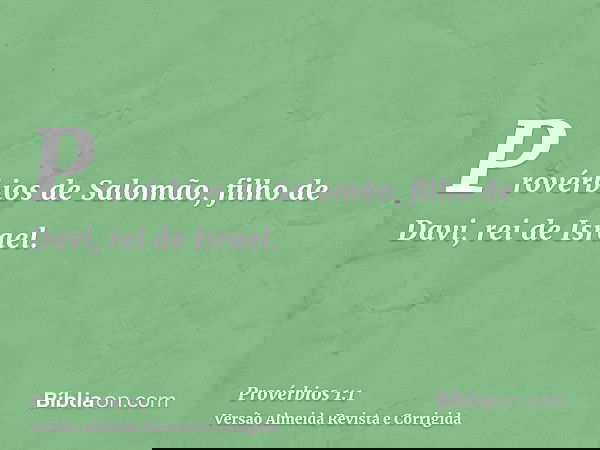 Provérbios de Salomão, filho de Davi, rei de Israel.