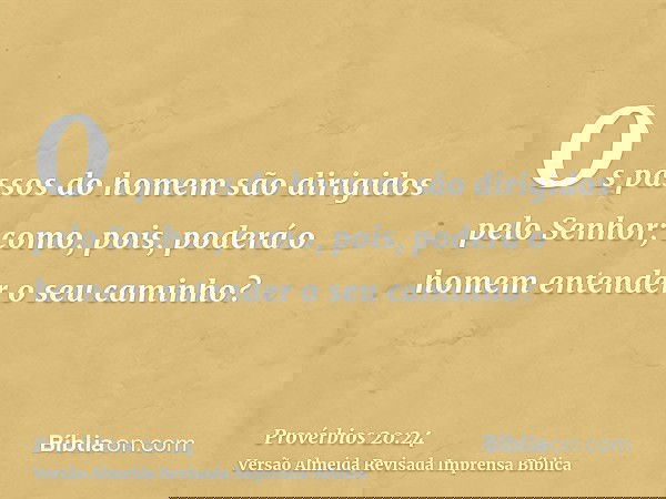 Os passos do homem são dirigidos pelo Senhor; como, pois, poderá o homem entender o seu caminho?