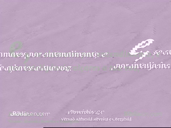 e, se clamares por entendimento, e por inteligência alçares a tua voz,
