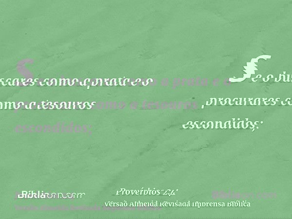 se o buscares como a prata e o procurares como a tesouros escondidos;