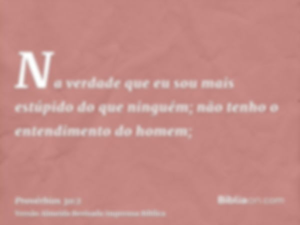 Na verdade que eu sou mais estúpido do que ninguém; não tenho o entendimento do homem;