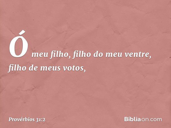 "Ó meu filho, filho do meu ventre,
filho de meus votos, -- Provérbios 31:2