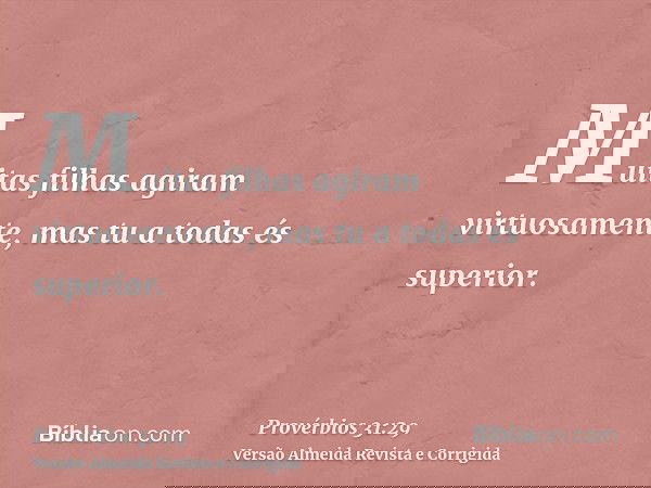 Muitas filhas agiram virtuosamente, mas tu a todas és superior.