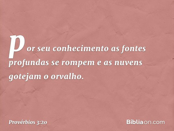 por seu conhecimento
as fontes profundas se rompem
e as nuvens gotejam o orvalho. -- Provérbios 3:20