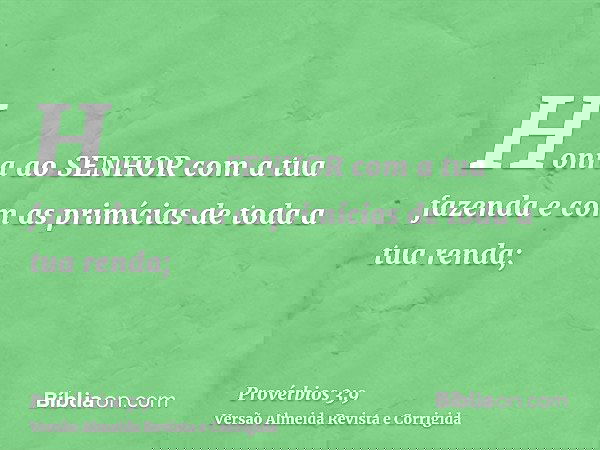 o que quer dizer provérbios capítulo 3 versículo 9