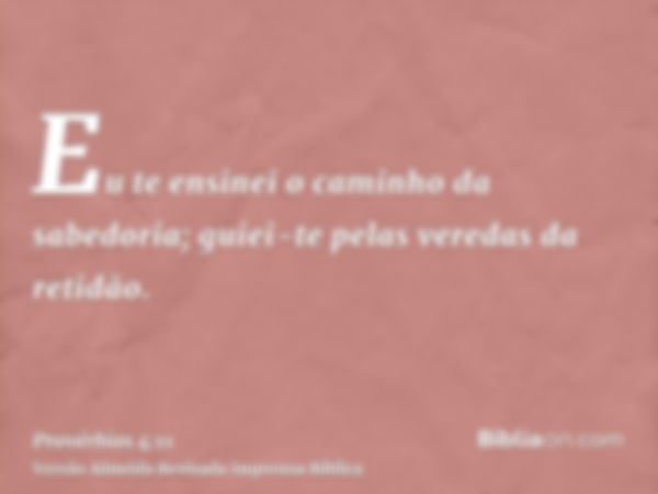 Eu te ensinei o caminho da sabedoria; guiei-te pelas veredas da retidão.