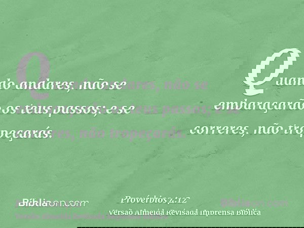 Quando andares, não se embaraçarão os teus passos; e se correres, não tropeçarás.