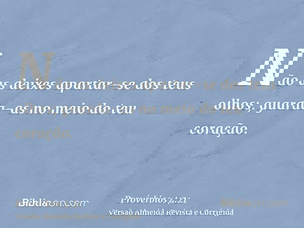 Não as deixes apartar-se dos teus olhos; guarda-as no meio do teu coração.