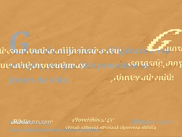 Guarda com toda a diligência o teu coração, porque dele procedem as fontes da vida.