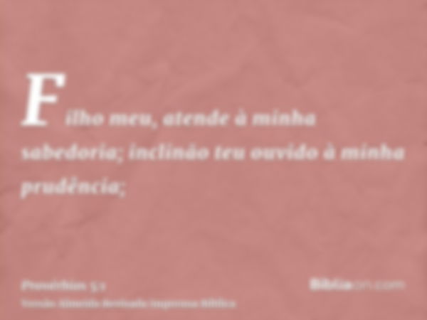 Filho meu, atende à minha sabedoria; inclinão teu ouvido à minha prudência;