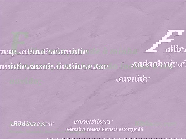 Filho meu, atende à minha sabedoria; à minha razão inclina o teu ouvido;