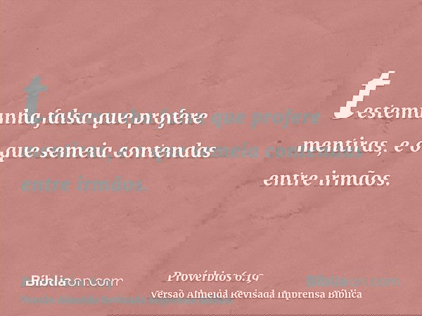 testemunha falsa que profere mentiras, e o que semeia contendas entre irmãos.