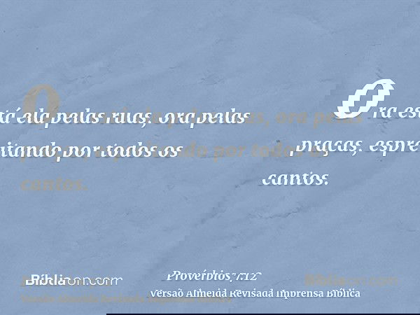 ora está ela pelas ruas, ora pelas praças, espreitando por todos os cantos.