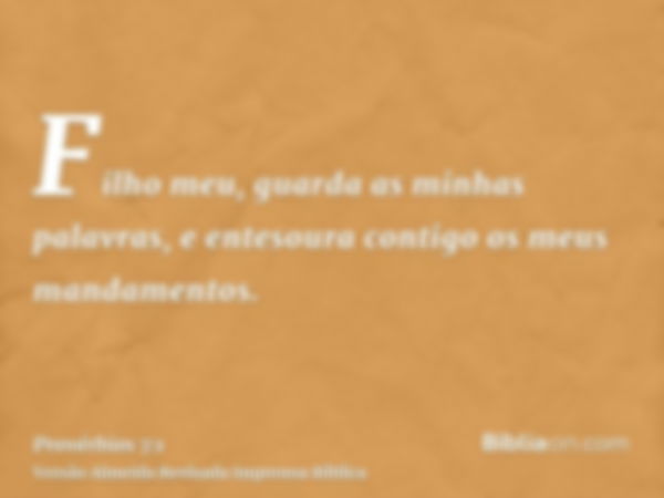 Filho meu, guarda as minhas palavras, e entesoura contigo os meus mandamentos.