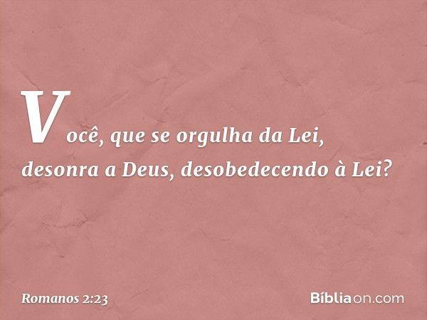 Você, que se orgulha da Lei, desonra a Deus, desobedecendo à Lei? -- Romanos 2:23