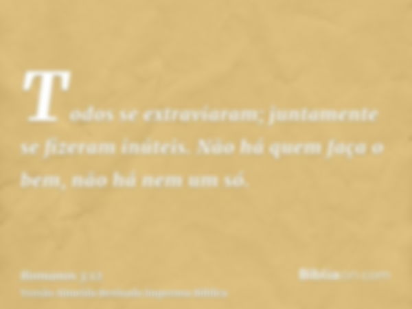 Todos se extraviaram; juntamente se fizeram inúteis. Não há quem faça o bem, não há nem um só.