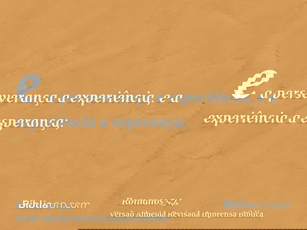 e a perseverança a experiência, e a experiência a esperança;