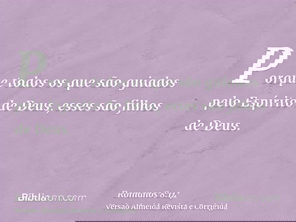 Porque todos os que são guiados pelo Espírito de Deus, esses são filhos de Deus.