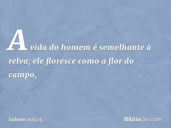 A vida do homem é semelhante à relva;
ele floresce como a flor do campo, -- Salmo 103:15