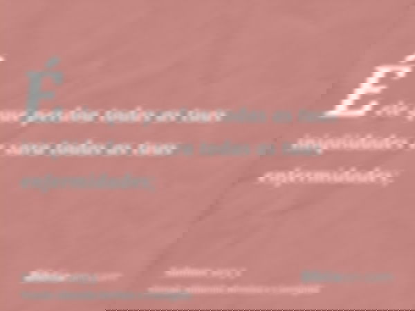 É ele que perdoa todas as tuas iniqüidades e sara todas as tuas enfermidades;