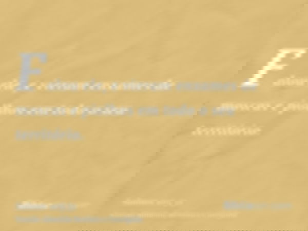 Falou ele, e vieram enxames de moscas e piolhos em todo o seu território.