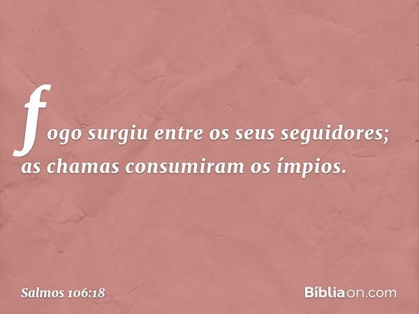 fogo surgiu entre os seus seguidores;
as chamas consumiram os ímpios. -- Salmo 106:18