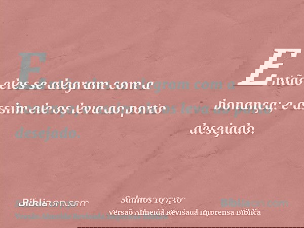 Então eles se alegram com a bonança; e assim ele os leva ao porto desejado.