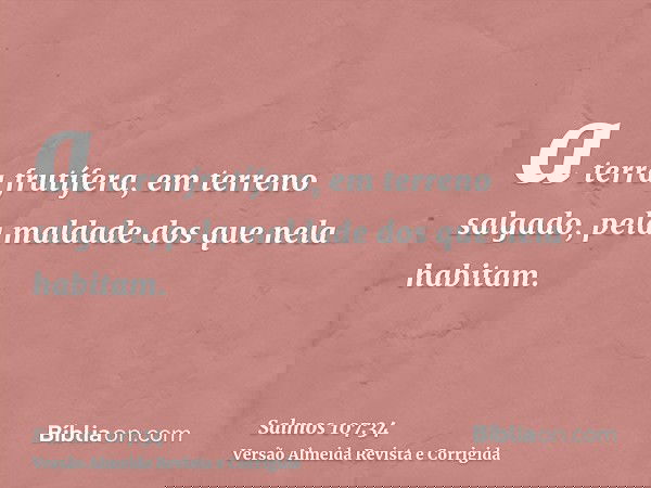a terra frutífera, em terreno salgado, pela maldade dos que nela habitam.