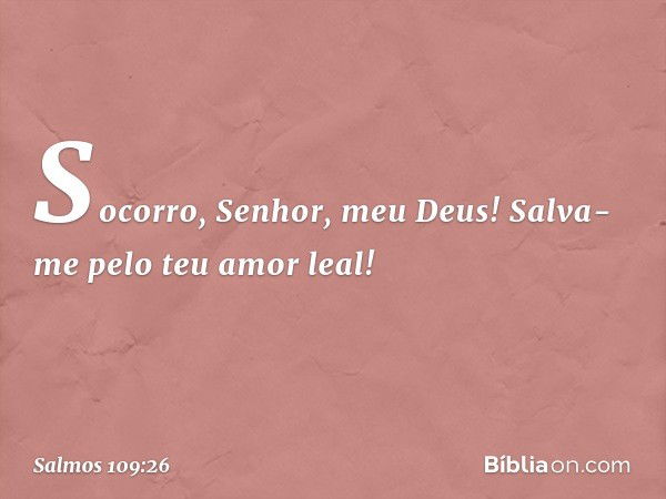 Socorro, Senhor, meu Deus!
Salva-me pelo teu amor leal! -- Salmo 109:26