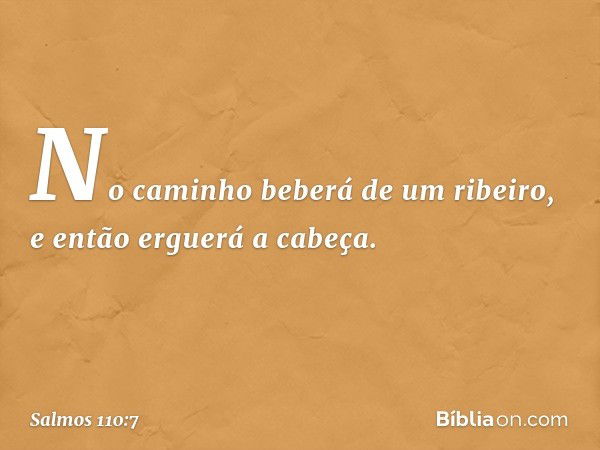 No caminho beberá de um ribeiro,
e então erguerá a cabeça. -- Salmo 110:7