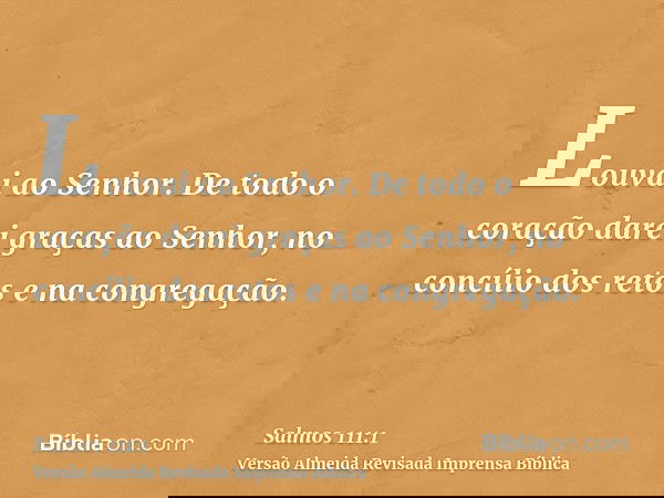 Louvai ao Senhor. De todo o coração darei graças ao Senhor, no concílio dos retos e na congregação.