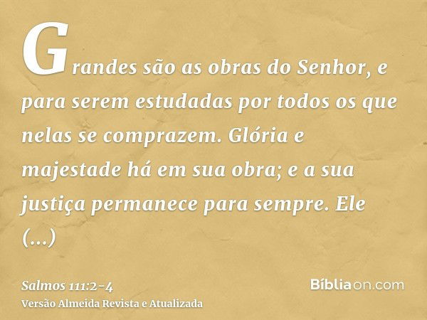 Salmo 111:2-4 - Bíblia